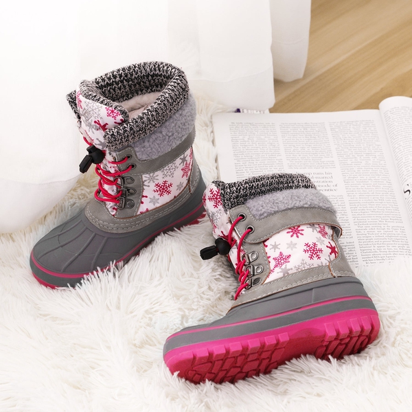 Insulated Snow Kids Waterproof Boots - WHITE FAUXIA - 1